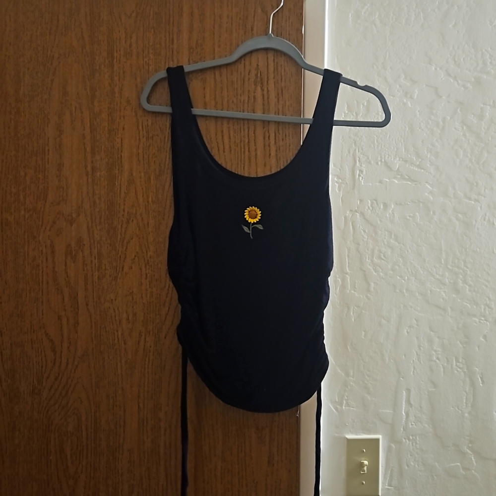 Sunflower drawstring tank top